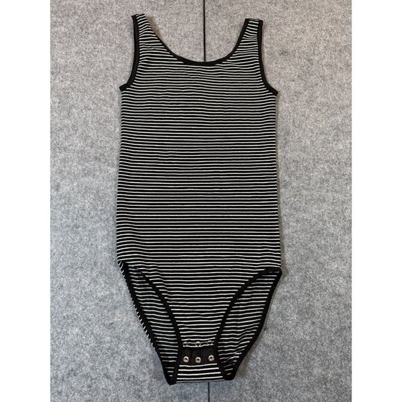 Yummie Ruby Shaping Bodysuit Women's M/L Black White Striped Cotton Seamless - Picture 1 of 4